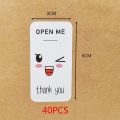 40-100pcs 3x6cm OPEN ME Cute Smiley Emoji Thank You Stickers For Small Business Commodities Package Decoration Sealing Labels. 