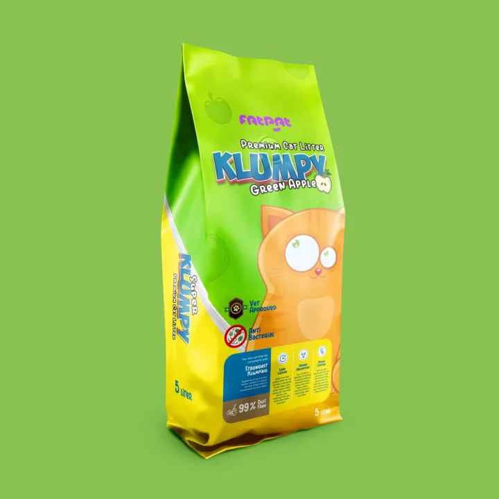 Klumpy Premium Klumpy Cat Litter Pack Of 3 - Green Apple - Each Pack 5 Liter ...