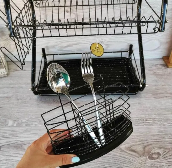 Matte%20Black%20S%20Shape%20Double%20Decker%20Dishrack%20Plate%20Dish%20Spoon%20Fork%20Bowl%20Cup%20Drainer%20Rack%20Kitchen%20Organizer%20With%20Glass%20&%20Cutlery%20Holder%20-%20Image%204