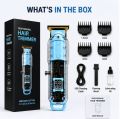 Hair Trimmer for Men Rechargeable Beard Trimmer Professional Cordless Hair Clipper and Shaver with Transparent T Blade and LED Display USB Charging Barber Grooming Kit for Mustache and Hair Cutting Machine. 