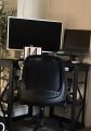 Corner Computer Desk with Keyboard & Storage Shelves. 