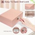 Leather Jewellery Organizer with Locker  2 Layers Cosmetics Ear Rings & Necklace_Hanging Holder  Jewelry Box Vanity Hanger Stand Fold able Makeup. 