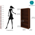 BS-005 - Oak Wood Brown Free Standing Polish Finish Book Rack Storage Shelf Living Room Shelves Books Furniture Magazine Organizer. 