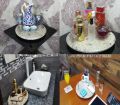 Stylish Natural Marble stone carved Tray with Handles – Marble Tray for Vanity bedroom Perfume Jewelry dining table office table bathroom counter- Round display Decorative Tray – Home décor centerpiece.(Interior decoration). 