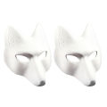Japanese Kabuki Kitsune Fox Mask PU Unpainted Masquerade Masks DIY Animal Unpainted Craft Mask for Cosplay Costume Accessory. 