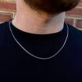 2mm Sterling Silver Flat Neck Chain for Boys Men Necklace for Boys Men. 