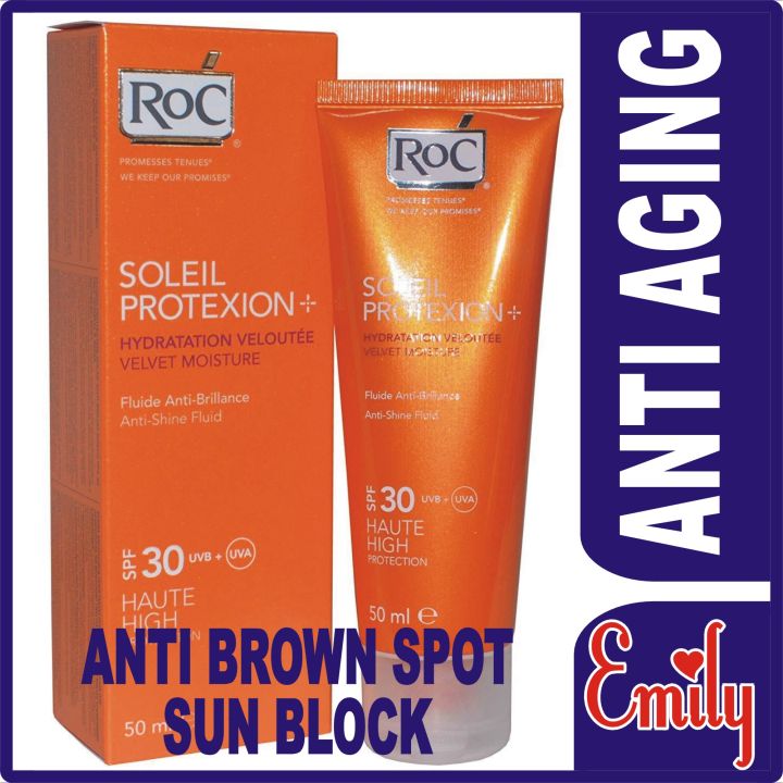 ROC SPECIAL ANTI BROWN SPOT ANTI AGING SUN BLOCK FOR EVERYONE RoC Soleil Protexion Anti Shine Fluid Cream Spf 30 50 ML