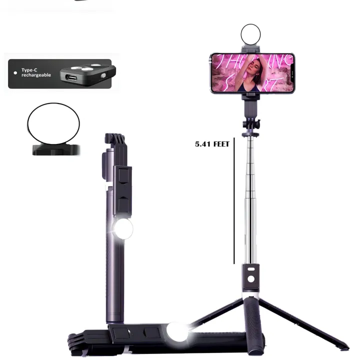 4%20in%201%20Selfie%20Stick%20Tripod%20BT12S%20(165CM)%20B11S%20(110CM)%20Rechargeable%20%20Bluetooth%20Rechargeable%20light%203%20colors%20Stand%205.4%20Feet%20Length%20with%203%20Colors%20Light%20for%20Vlogging%20youtube%20tiktok%20Photography%20Traveling%20-%20Image%202