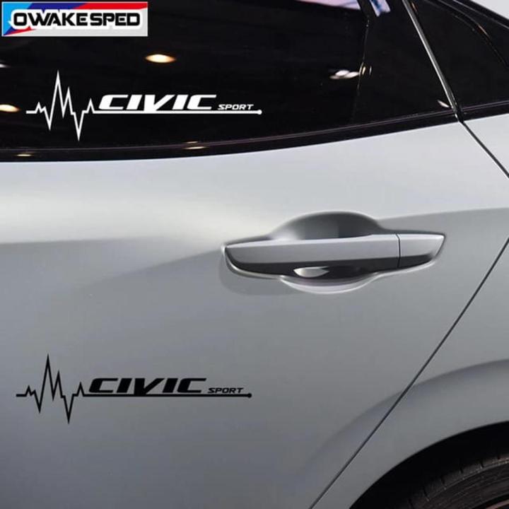 2 Pcs Funny Car Stickers Reflective Side Window Sticker For Honda CIVIC Vinyl Car Decal Stickers, Car Styling Decoration for Car Accessories WHITE