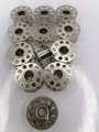Sewing Machine Bobbin spools - 12 Pieces - Silver Metal. 