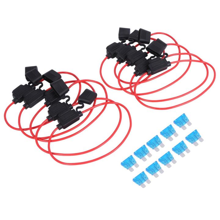 GNAWRISHING 14 AWG Inline ATC/ATO Fuse Holder Kit (3 Holders) + 45 Standard Blade Fuses (1A–20A Assorted) – Complete Replacement Set