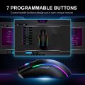Gaming mouse RGB dpi speed 8000 software supported 7 buttons, rgb lights usb wired mouse eksa EM110. 