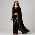 Women’s Stitched Chiffon Saree with Blouse and Petticoat - Ready to Wear| Women Stylish Chiffon Saree Stitched |  Saree For Girls with Full Blouse. 