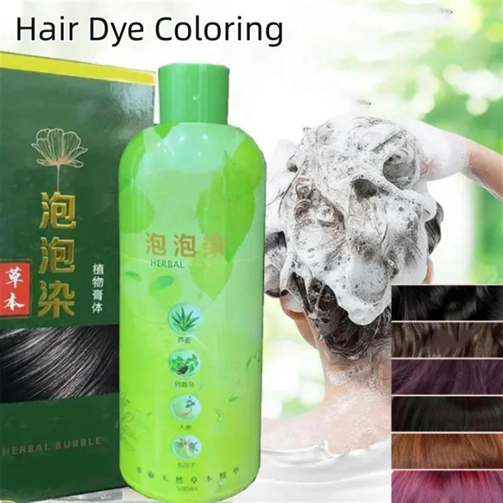 Brimless 3 In 1 Hair Dye Coloring Shampoo Black Brown Plant Bubble Hair Dye Nourishes Long Lasting Gray Hair Dye Lazy Sham 500ml