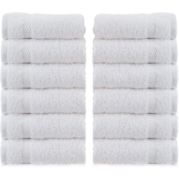 Hand Towels Washcloths Luxury Cotton Hotel Spa Bathroom Face Towel 12 Pack White