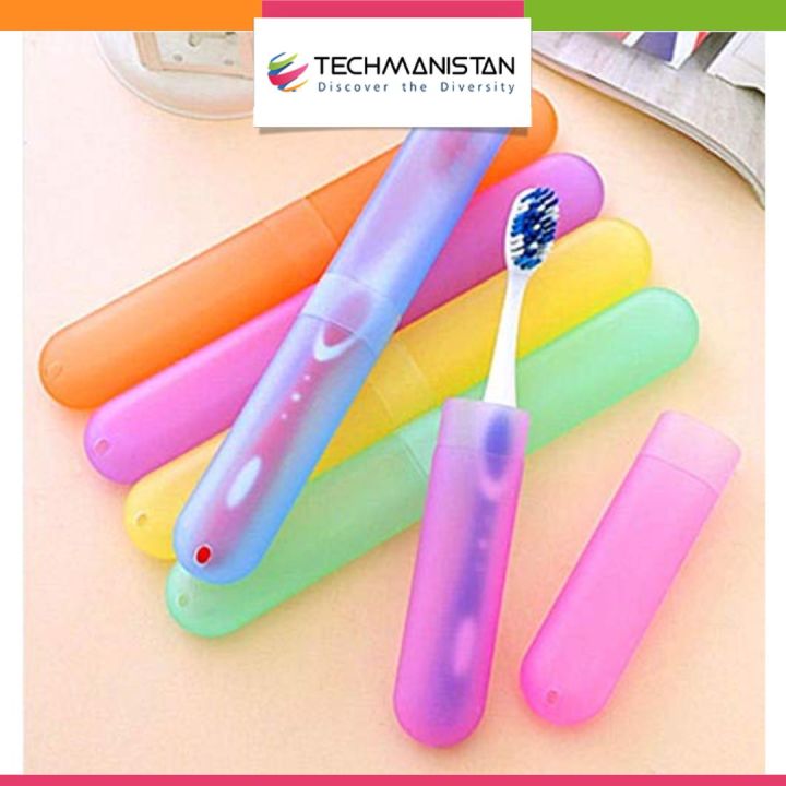 Pack of 2 - Random Color Toothbrush Case Holder, Portable Plastic Toothbrush Case Convenient Toothbrush Protector Cover Tube Shaped Holder, Toothbrush Protector Cover