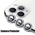 iPhone 11 12 Pro Max Bling Glitter Camera Lens Protector Metal Ring + Tempered Glass. 