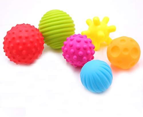 6 Piece First Baby Ball Set Baby Hand Massage Multi Textured Sensory ...