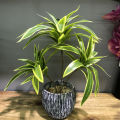 36cm 3 Heads Artificial Palm Tree Plastic Bamboo Branch Tropical Potted Plants Grass For Home Desktop Plant Wall Decoration. 