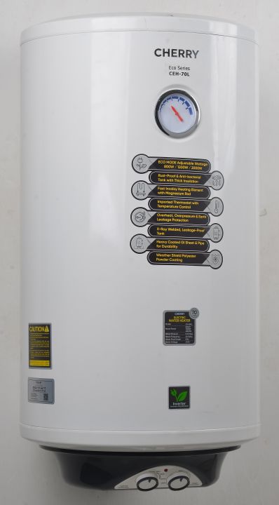 Cherry ECO Series CEH-70L Electric Water Heater/Geyser – 800W/1200W/2000W Wattage Control, Inverter Energy Saving, Rust-Proof Tank with Multiple Safety Features