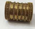 Indian Bridal Churiyan Metal Kangan Bangles Set - Golden. 