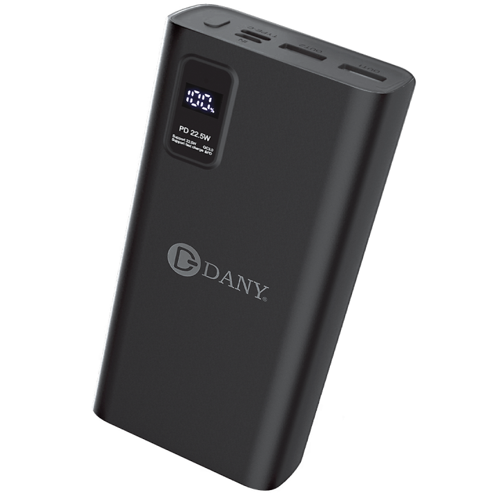 Dany Titan T-100 20000mAh Power Bank | 22.5W PD Fast Charging Portable Charger | Dual USB Output | Type-C & Micro USB Input | LED Digital Display | Li-Polymer Battery | Power Bank for Mobile Phones