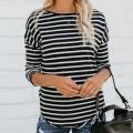 Women Stripe  Print  O-Neck Casual Top T Shirt Ladies  Long Sleeve Blouse FR289. 
