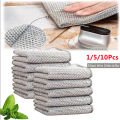 1/5/10pcs Steel Wire Dishcloths Kitchen Cleaning Cloth Non-stick Oil Dish Clean Towel Washing Rags Household Cleaning Accessories. 
