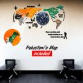 Gift Mall Large 127cm Wooden World Map Wall Clock with Vibrant Colors and Marble Texture for Home and Office Decor. 