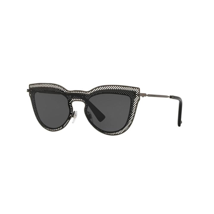 Valentino Sunglasses Cat Eye Metal Gunmetal Frame Grey Lenses-VA2018-303987-33
