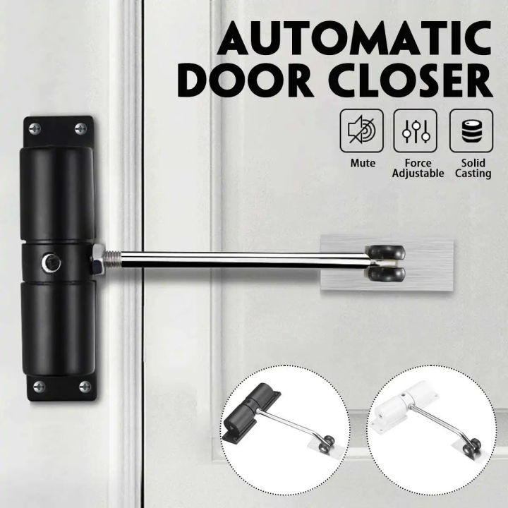 Automatic Door Closer Safety Spring Door Closer,Door Closer for Door Self Closing,Convert Hinged Doors to Self-Closing,Black