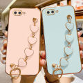 LECOMES for OPPO A3s Back Cover with Love Heart Bracelet Luxury 6D Plating Frame Shiny Bling Camera Lens Protection Soft Silicone Phone Case Pouch for Girls Boys. 