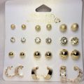 12 Pcs Golden Earring Stud Set / 4 Design in One Set / Mother & Daughter Earrings Set. 
