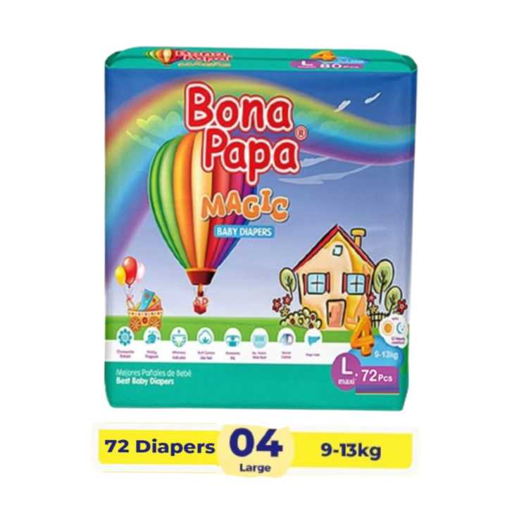 Bona Papa Magic Baby Diaper LARGE Size - 72pcs