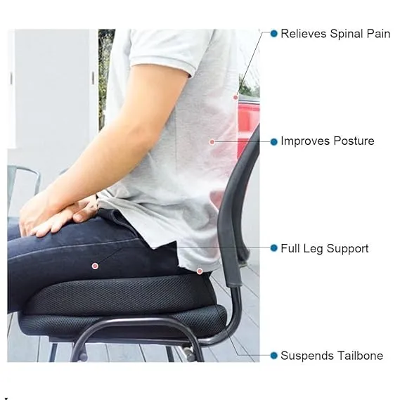 QS ENTERPRISE FOUNDCOOL Universal Memory Foam Car Seat Cushion for Driving Booster Driver Seat Tailbone Back Pressure Relief Breathable Pad for Cars Trucks SUVs Vehicles Office Chair Wheelchair - High Qualiy