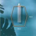 4pcs Wall Mounted Glass Vases with Iron Stand for Home Decor Hydroponic Plant Display in Golden and Black. 