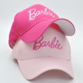 Outdoor Shading Barbie Pink Baseball Caps Curved Brim Embroidery Letter Adjustable Girls Hats Fashion Accessories. 