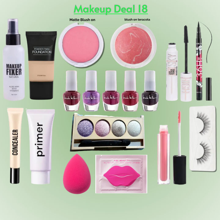 Pack%20Of%2018%20Makeup%20Deals%20Foundation%20+%20Concealer%20+%20Fixer%20+%20Highlighter%20+%20Blusher%20-%20Image%202