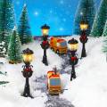4 Pcs Mini Christmas Lamp Post Train Lamp Miniature Street Lamp Decorative Lights for DIY Dollhouse Village Pathway. 