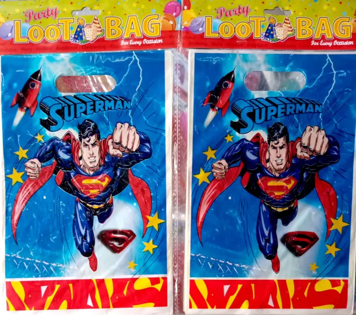 Superman%20Theme%20Bags%20-%20Pack%20of%2010%20Party%20Goodie%20Bags%20Birthday%20Gift%20Bags%20-%20Image%203
