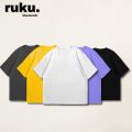 Ruku Garments Oversized Plain Drop Shoulder T-shirt Pack Of 5 Single Jersey  Cotton Stuff. 