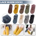(3 Pair) 100% High Quality Anti-Slip Lace Ladies  Socks With Warm Soft Plush Ladies Socks For Winter  Fleece Socks For Girls  Floor Sleeps Socks for Women Cold Proof Ladies Socks For Winter Best Slipper Type Socks For Girls. 