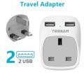 USB Plug Adaptor PK with 2 USB Ports, TESSAN 1 Way USB Plug Wall Plug Adapter, USB Charger Plug PK, 3 in 1 Multi USB Plug Sockets. 