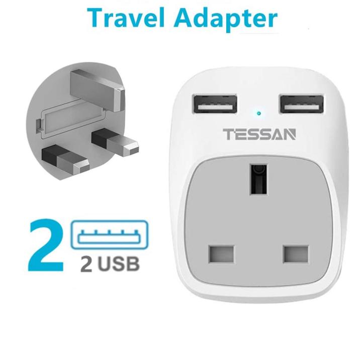 USB Plug Adaptor PK with 2 USB Ports, TESSAN 1 Way USB Plug Wall Plug Adapter, USB Charger Plug PK, 3 in 1 Multi USB Plug Sockets