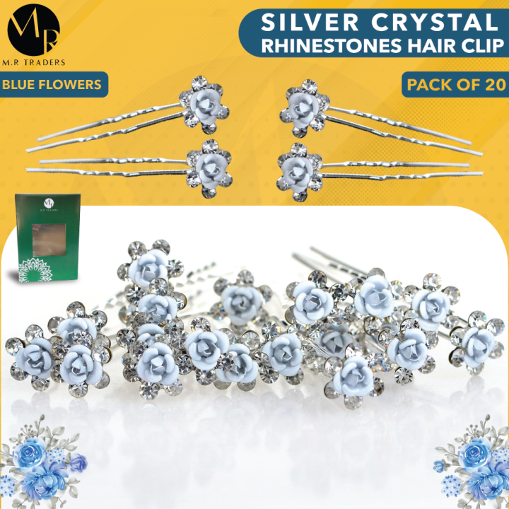 Silver Crystal Rhinestones Hair Clip, 20 Pcs Rhinestone Hair Pins Clips, Hair Styling Tools, Women Headwear Decorative Hair Accessories