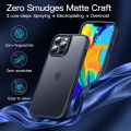 CASEKOO compatible for iPhone 13 Pro Case Koo Shock, [10 FT Drop Protection] [Skin-Friendly Touch] Rugged Matte Back, Thin Translucent Protective Case 6.1", Black. 