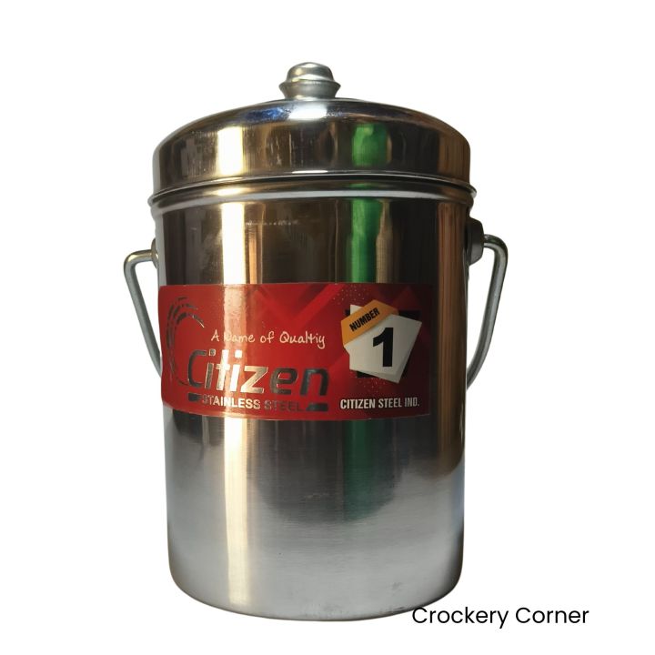 Stainless Steel Doll For Milk‑Ghee Canister with Lid 2-3 kg Capacity Homemade Use