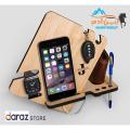 Wood Phone Docking Station With Key Holder Wallet Stand Watch Organizer Men Gift. 