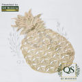 QS Gold Cutwork Pineapple Shape Placemats Pressed Vinyl Table Mat Washable Non-Slip Heat-Resistant Placemat for Dining Dressing Table Decor  26cm x 47cm - QS Bedding. 