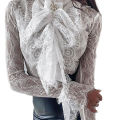 Lace Shirt for Women Beautiful and Fashionable Pure Color without Pattern Mock Neck with Bowknot and. 